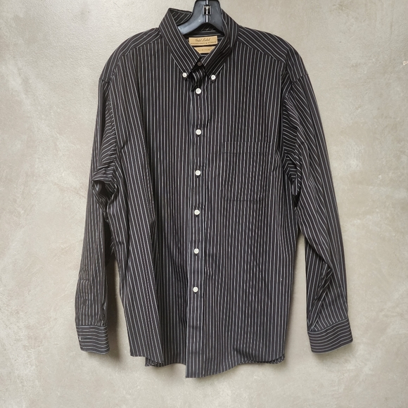 Roundtree & Yorke Gold Label Mens Stripe Shirt Long Sleeve Button Front Sz L - Picture 3 of 11
